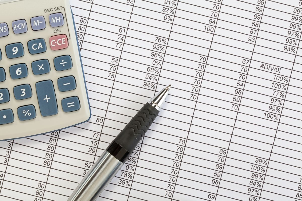 Spreadsheet printout and calculator.